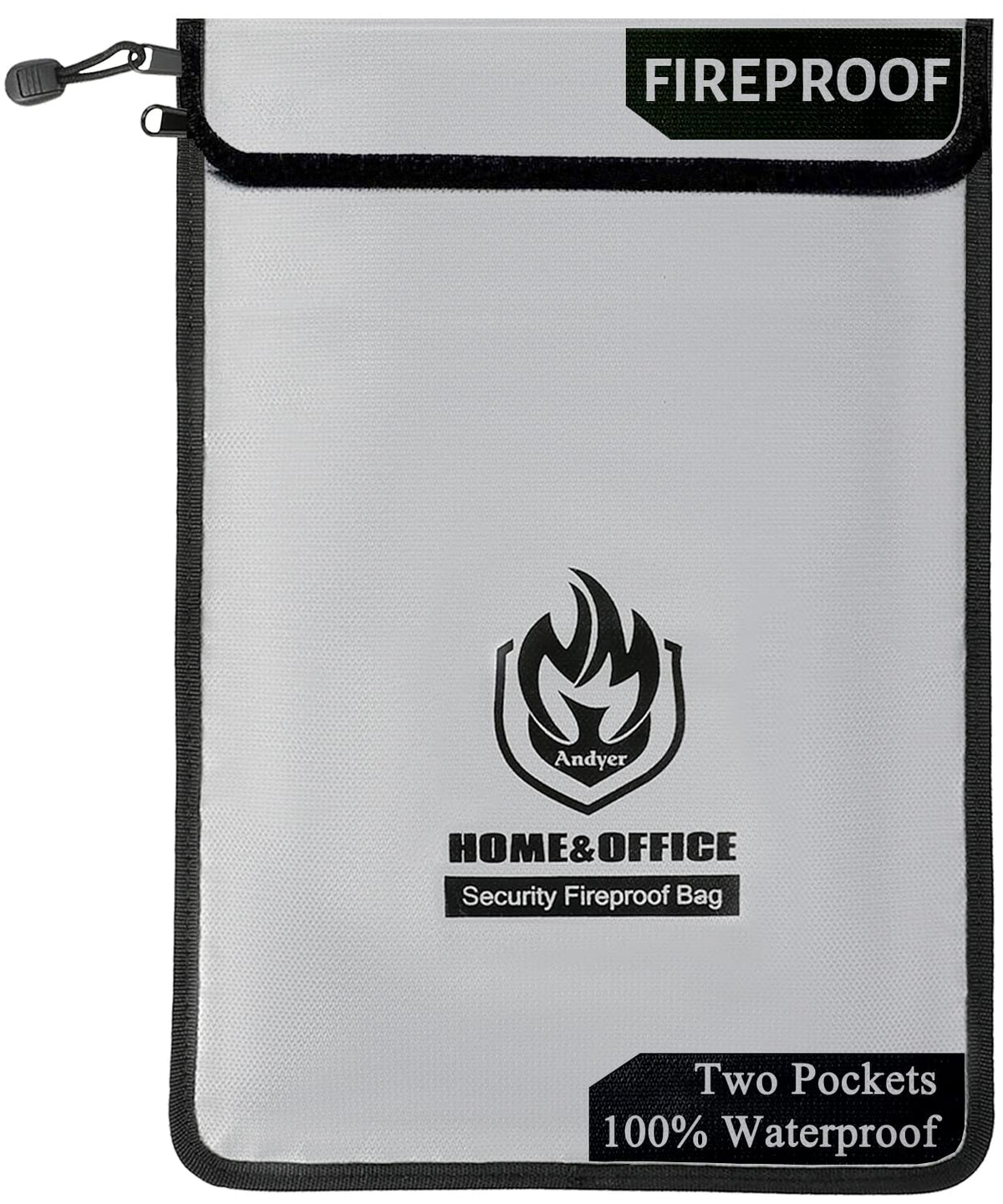 2 Pockets Fireproof Document Bag (15"x11"), Protect Values - Image 1