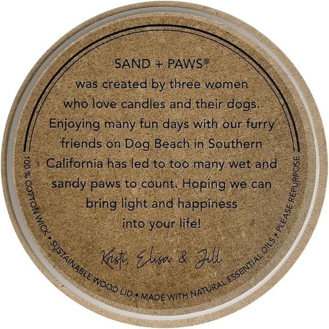 Sand + Paws Scented Candle - California Beach Houses –Luxurious Air Freshening Jar Candles Neutralize pet Odors and Enhance Home décor – 100% Cotton Lead-Free wicks-12oz