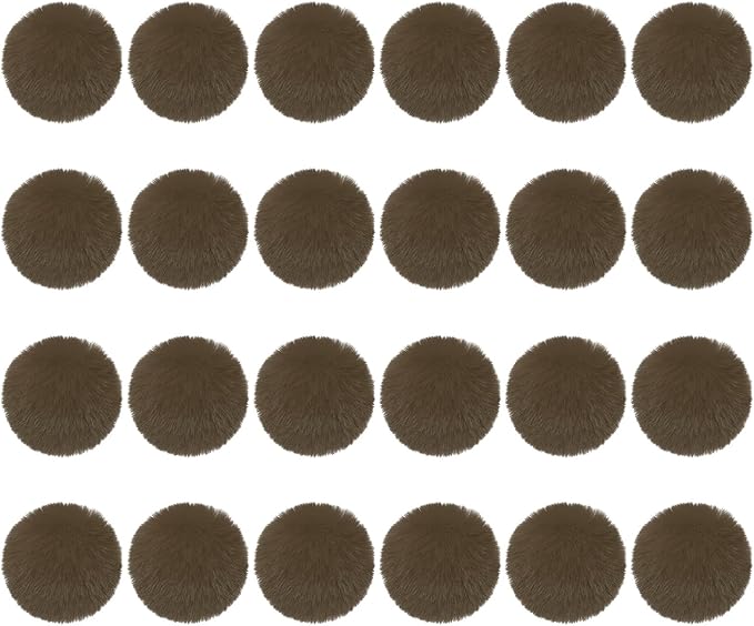 PATIKIL Faux Fur Pom Poms for Hats, 24 Pcs Fluffy Soft Fur Poms Balls with Elastic Loop for Keychain Knitting Hats DIY Scarves Gloves Bag Christmas, Khaki Brown