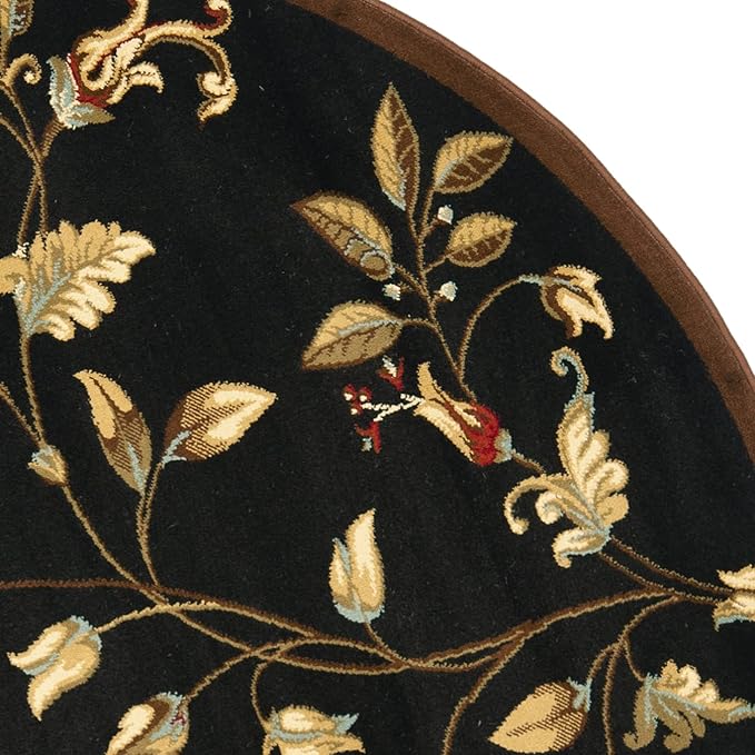 SAFAVIEH Lyndhurst Collection Area Rug - 5'3" Round, Black & Multi, Traditional Floral Design, Non-Shedding & Easy Care, Ideal for High Traffic Areas in Living Room, Bedroom (LNH552-9091)