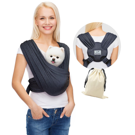 Small Dog Sling Carrier, Hands-Free, Charcoal Black, Regular - Image 1