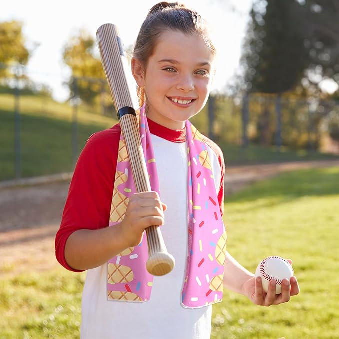 Breling 10 Set Baseball Cream Drip Cooling Towels with Bags 40"x12" Ice Cooling Towels Microfiber Sweat Sport Rags Absorbent Chilly Washcloth for Hot Weather Workout Yoga Gym Coach Sport Party Favors