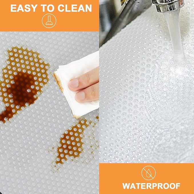 FLPMIX Shelf Liners for Kitchen Cabinets: Clear Waterproof Under Sink Mat 19" x 300" - Translucent Non-Adhesive Large Drawer Liner for Pantry Shelves Cupboard