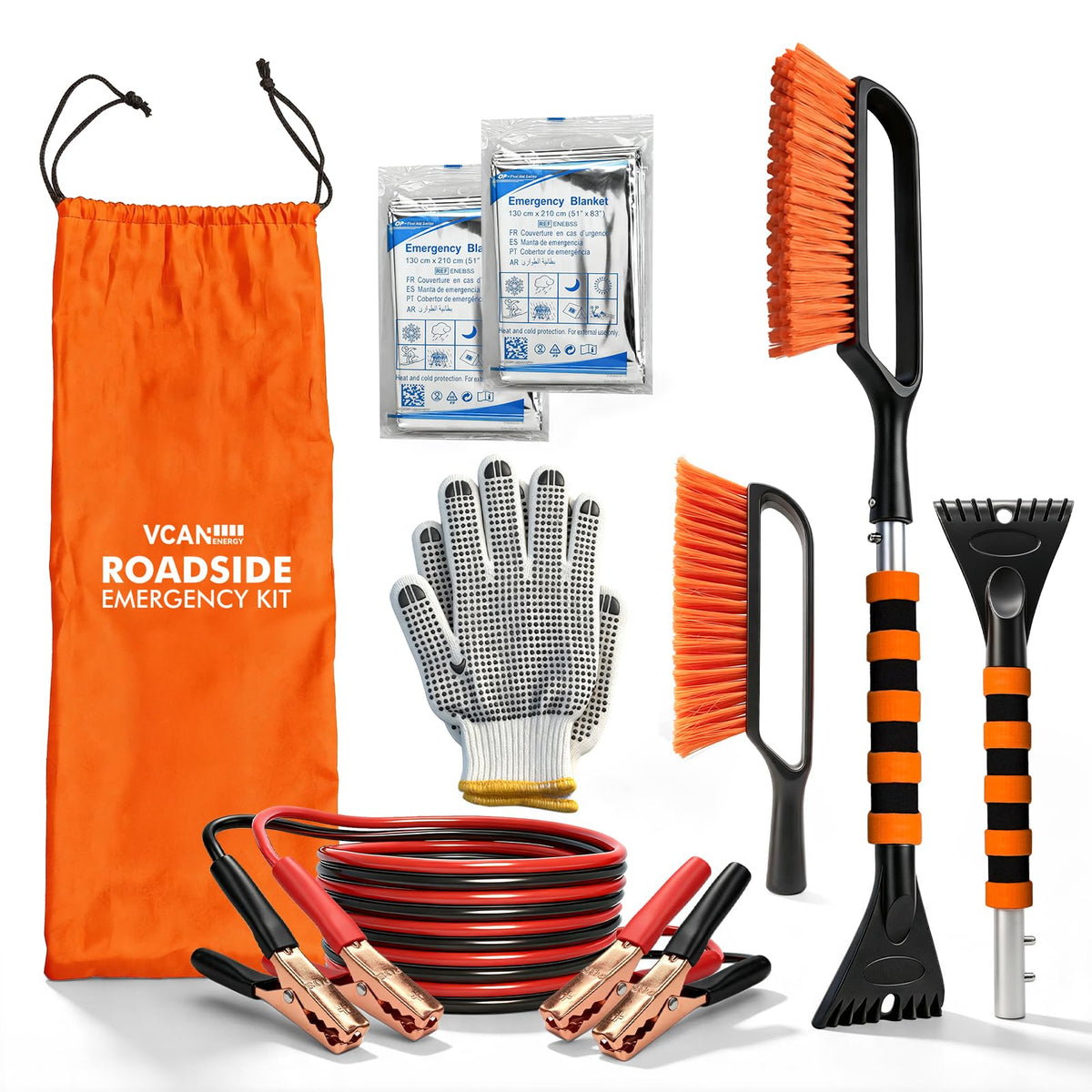 Winter Car Emergency Kit with Jumper Cables, 2-in-1 | Phone & Computer - Image 1