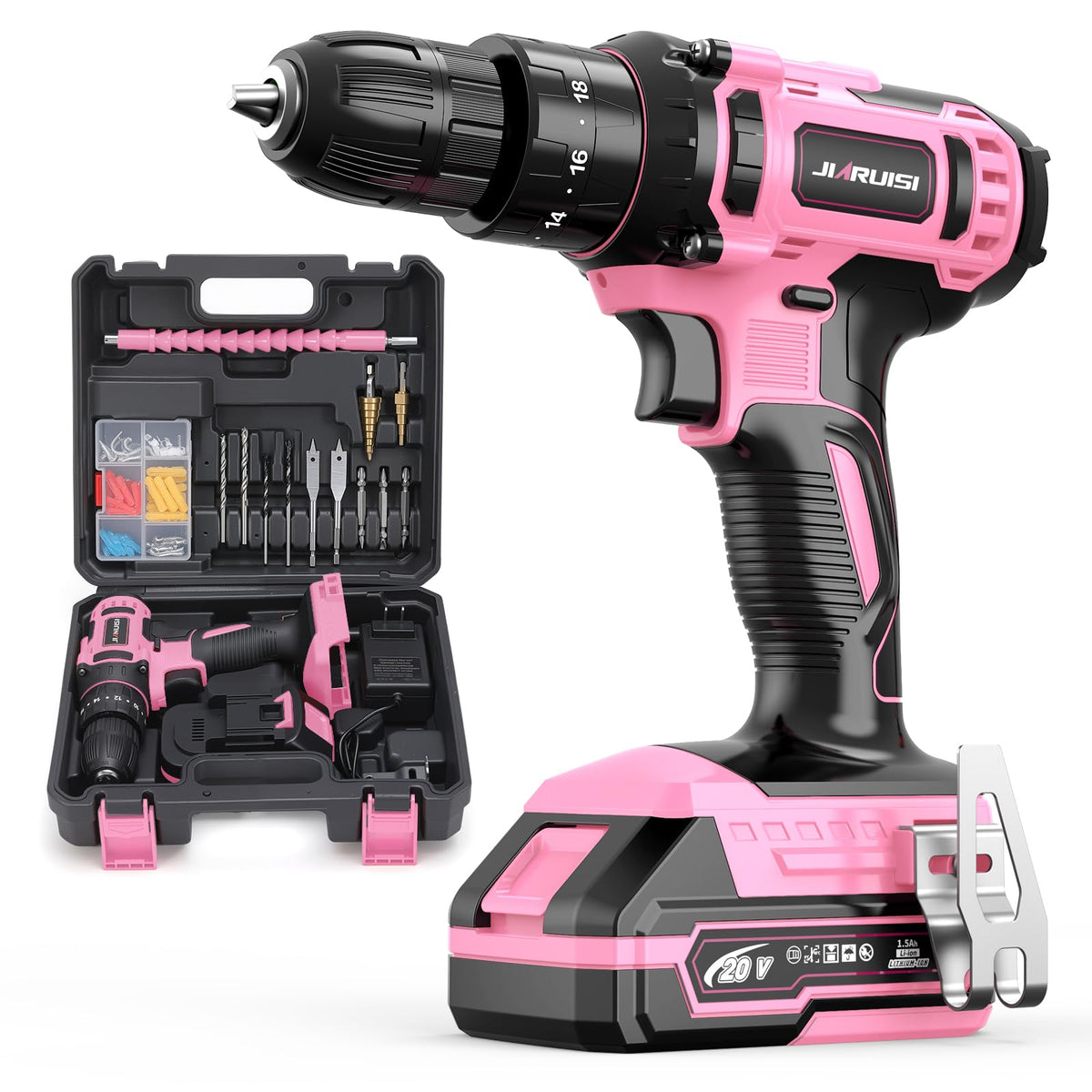 20V Cordless Drill, Electric Power Drill Set with Battery - Image 1