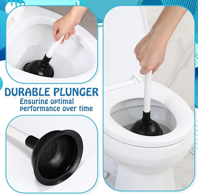LemonRoad 10 Pcs Toilet Plungers Bulk 11.4 Inch Bathroom Bowl Brush Plungers Drain Pump Removes Clogs Tools with Plastic Handles for Bathroom Hotel Stores
