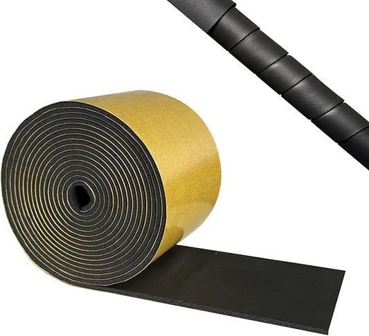Foam Pipe Insulation Tape 4 Inch x 16.5 Feet, Self Adhesive Pipe Insulation Wrap Foam Tape 1/8 Inch Thick, AC Line Insulation Tube Cover for HVAC, Indoor and Outdoor Pipes, Protection