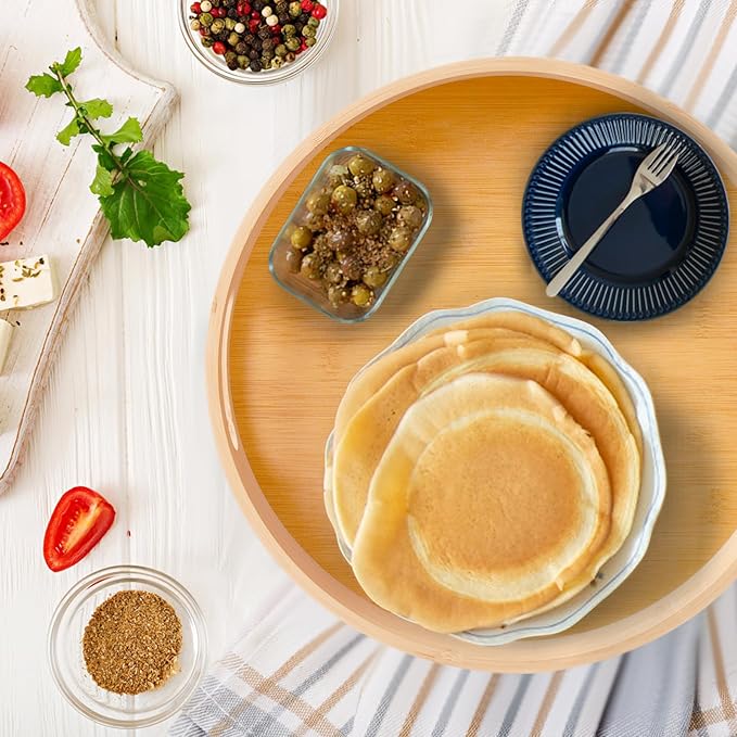 13in Bamboo Lazy Susan Turntable - Round Organizer for Kitchen Table Top, Cabinet Pantry & Spice Can Storage