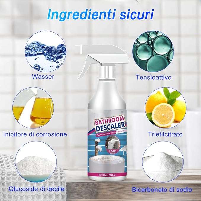 Bathroom Descaler Cleaner, 2026 New Multipurpose Stubborn Stains Cleaner, Bathroom Descaler Cleaners, Bathrooms Cleaning Foam Spray for Kitchen Bath Sink Glass (1)