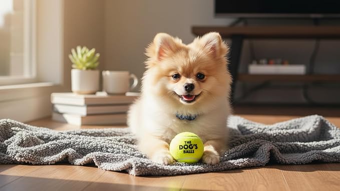 The Little Dog’s Balls Dog Tennis Balls for Small Dogs & Puppies, Yellow, 6-Pack - Non-Abrasive Felt Fetch Balls, Tough Rubber Core, Float in Water
