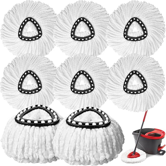 8 PCS Spin Mop Replacement Head,100% Microfiber Mopping Head Replacement Compatible with Triangle Spin Mop, 360 Degree Micro Spinning Mop Replace Head for Easy House Cleaning Floor Mopping