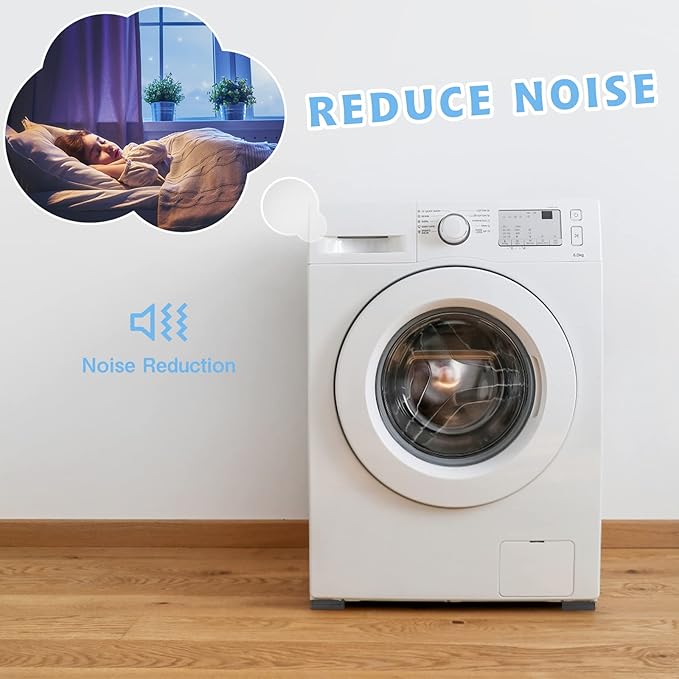 SEISSO Anti Vibration Pads for Washing Machine, Anti Vibration Pads Prevent Washer & Dryer Moving Shaking Walking, Noise Dampening Anti Vibration Washing Machine Support, Shock Absorbing Mat-Square