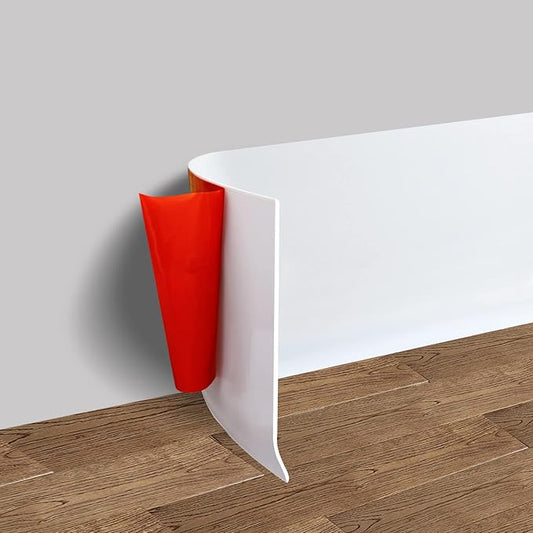 FONUNO Vinyl Wall Base Baseboard Molding Trim 4" Flexible Self Adhesive Rubber Wall Base Moulding Trim Peel and Stick Design, 4 Inch x 100 Feet, White