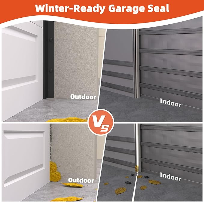 Garage Door Seal Top and Sides, 36 FT Universal TPE Weather Stripping Garage Door Trim Seal Weatherproofing Garage Door Seals with Nails and Lids in Black