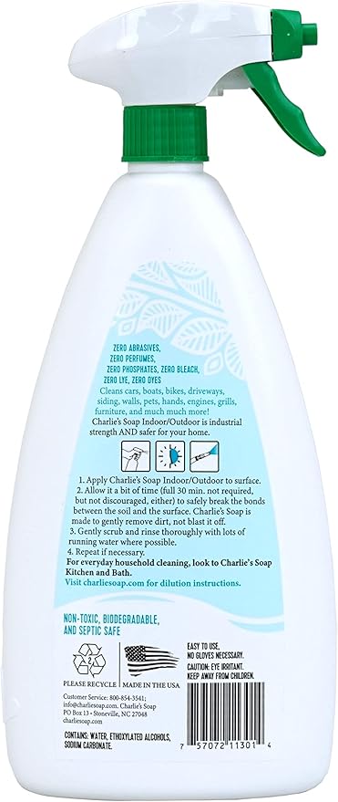 Charlie's Soap Indoor Outdoor and Kitchen & Bath Cleaner Variety Pack, 32 oz Each