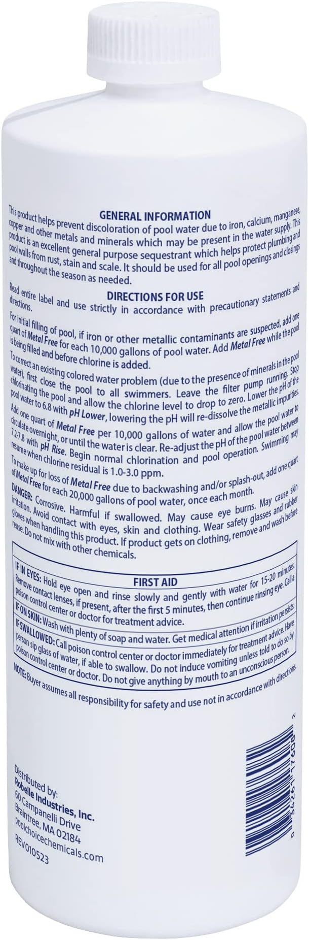 SpaChoice 1-Quart 6-Pack Premium Metal Free Pool Water Metal Remover, Pool Stain Remover, Made in USA