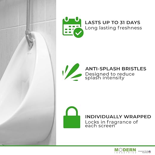 Modern Industrial Urinal Screen Deodorizer 10-Pack - Mint-Scented Urine Odor Eliminator for Fresh-Smelling Restrooms - Fits Most Commercial Urinals - Minimize Splash - Green