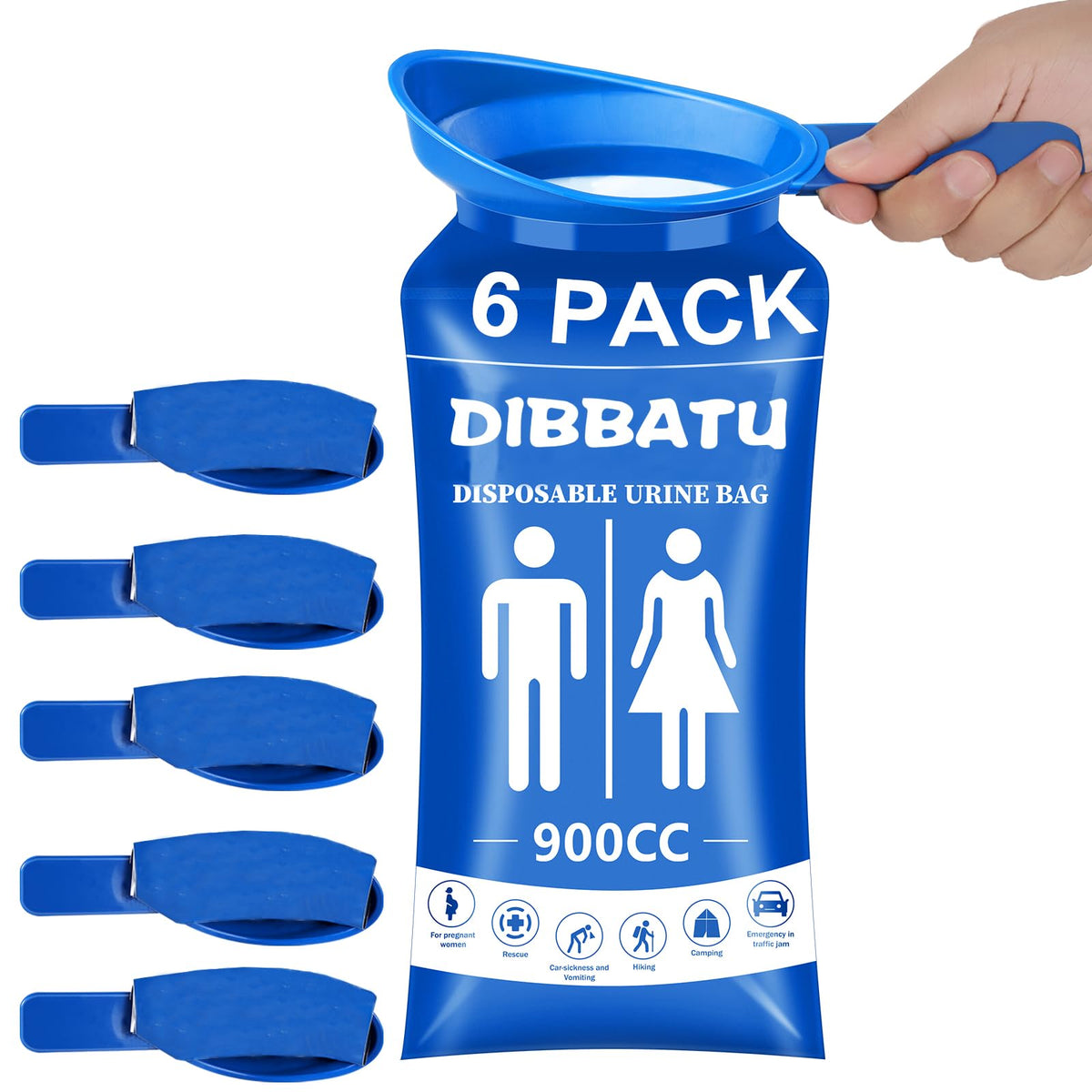 Disposable Urine Bag with Handle for Women/Men, 6/12PCS - Image 1