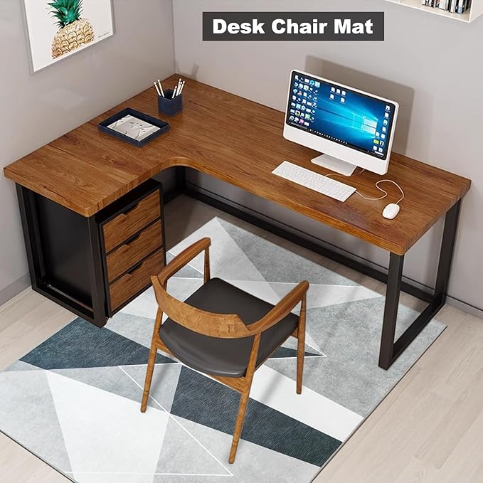 Office Chair Mat for Hardwood Floor & Low-Pile Carpet, 60"*48" Highly Premium Quality Under Desk Mat 3.86lbs Anti-Slip Rolling Chair Mat for Carpet/Laminate Floor Black White