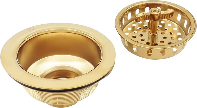Westbrass D213-01 3-1/2" Wing Nut Twist Style Large Kitchen Sink Basket Strainer, Polished Brass