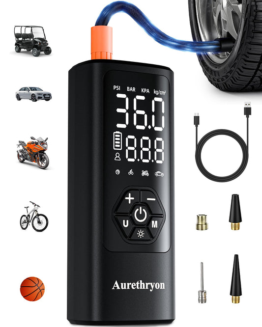 Tire Inflator Portable Air Compressor with Gauge, 150 PSI - Image 1