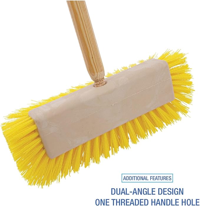 Boardwalk BWK3410 10 in. Brush Yellow Polypropylene Bristles Dual-Surface Scrub Brush