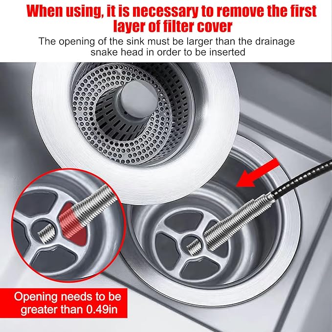 Drain Snake, Drain Clog Remover - Gutter Cleaning Tools Drain Cleaner for Toilet Sewer Shower Kitchen Bathroom Tub Clogged Drains Opener Cleaning Tool, Flexible Grabber Claw Pick Up Reacher (63 inch)
