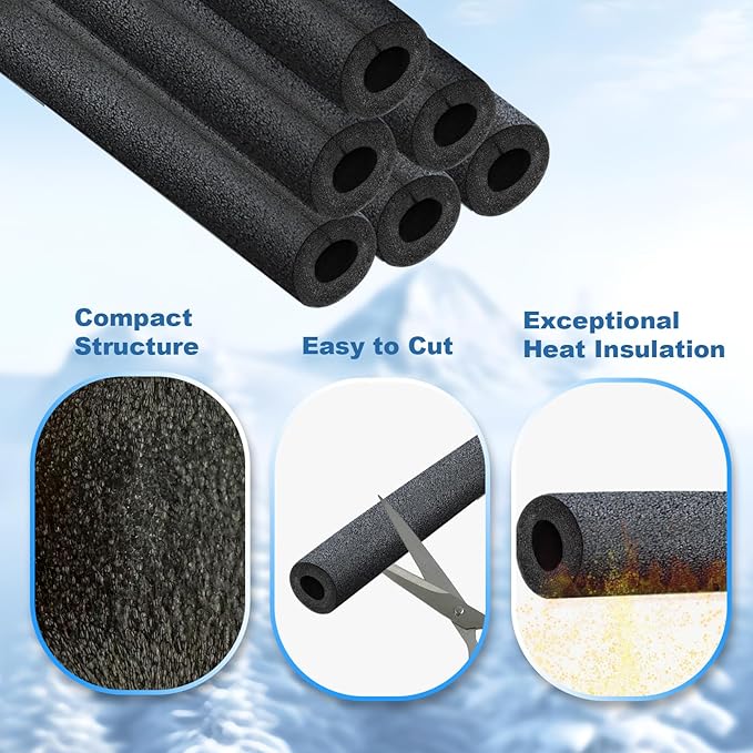 Insulating Foam Pipe Covers, Outdoor Water Pipe Insulation Water Pipe Freeze Protection,Foam Tube Suitable for Outdoor and Indoor Water Pipe Pipeline(24 Pcs,1inch)