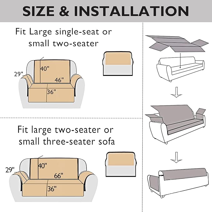 Cmfshape Skidproof Sofa Cover-Geometrical Couch Slipcover with Elastic Straps-Easy Fit Slip Cover-Washable Furniture Protector for Pets and Kids(Sofa66,Coffee)
