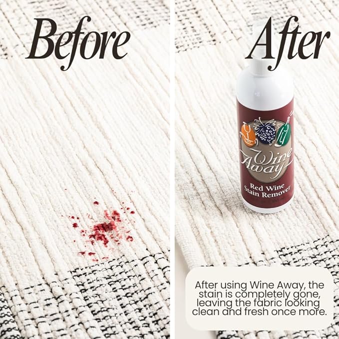 Wine Away Red Wine Stain Remover Spray Bundle, Fabric, Upholstery & Carpet Cleaner Solution, Removes Wine Spots & Laundry Stains, Fast-Acting Spot Treatment, 12oz Home & 2oz Travel Size
