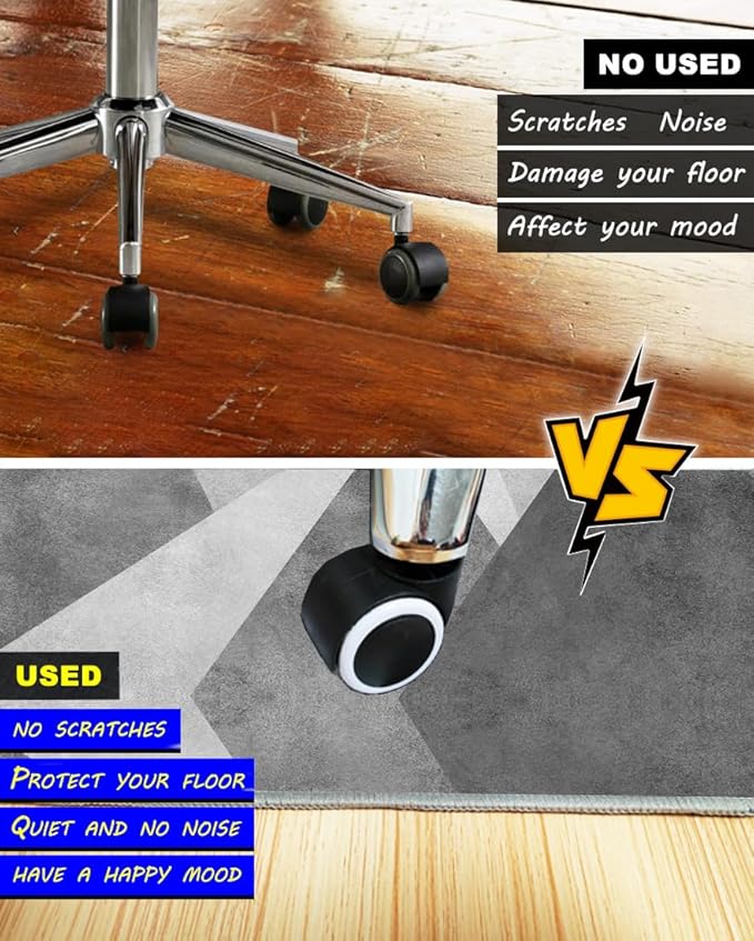Office Chair Mat for Hardwood Floor & Low-Pile Carpet,48"*36" Under Desk Mat, Computer Chair Rug,Anti-Slip Floor Protector for Home Office Grey