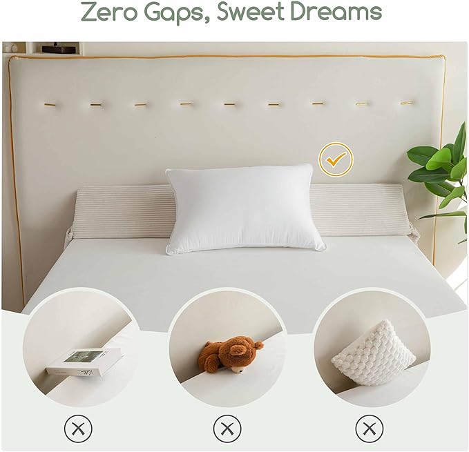 HIGOGOGO Queen Size Wedge Pillow for Headboard Gap - Multi Functional Mattress Wedge Bed Gap Filler Close The Gap (0-7") Between Your Mattress and Headboard or Wall (Beige 60"x11"x9")