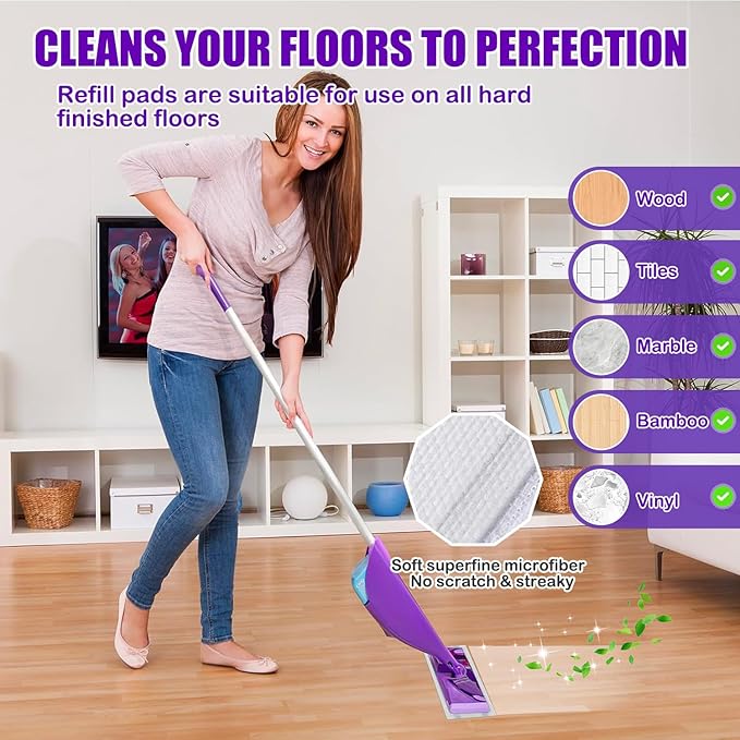 Mop Pad Refill Compatible with WetJet Spray Mop, Wet Jet Mopping Pads for All Purpose Multi Surface Hardwood Floor Cleaning, 4 Layers Thickened and Super Absorbent, 80 Count