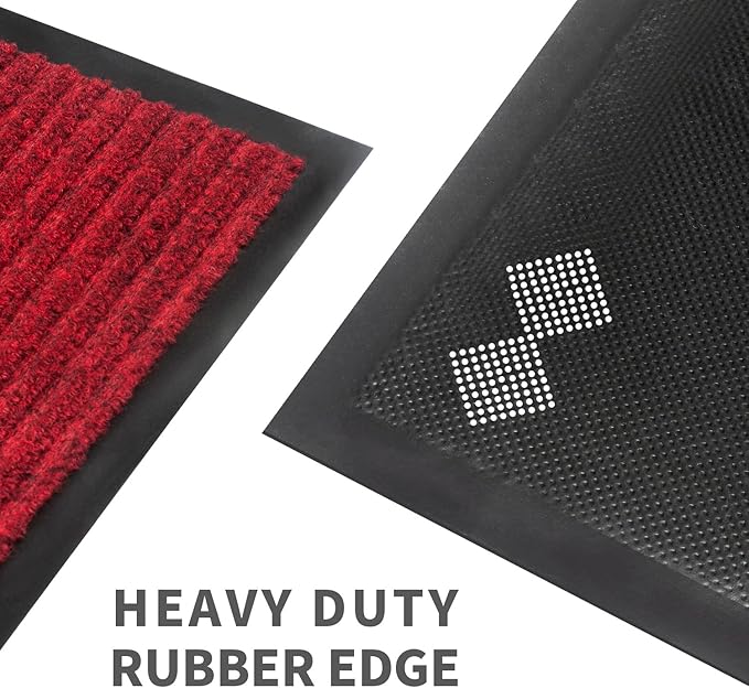 TANYOYO 3' X 10' Commercial Grade Door Floor Mat Brush Step Entrance Mat Vinyl Backed Utility Doormat Heavy Duty Floor Rugs Commercial Outdoor Carpet Indoor Outdoor Entrance Mat， red