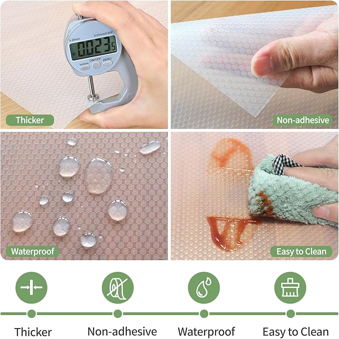Shelf Liners 30 inch x 20 ft Shelf Liners for Kitchen cabinets nonstick Shelf Lining Drawer Mats EVA Protector for Cupboard (Clear,30 inch x 20 ft)