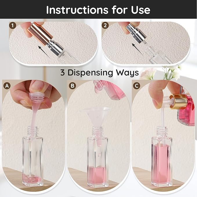 Segbeauty 20pcs 0.34oz Atomizer Sprayer for Perfume Glass Spray Bottles, Bulk Glass Refillable Travel Atomizer, 10ml Travel Cologne Sprayer with Perfume Transfer Tool, Sample Cologne Spray Bottle