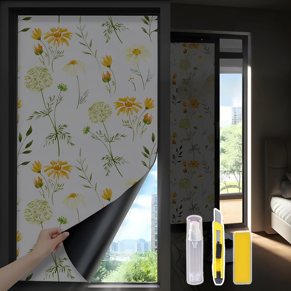 Window Privacy Film, Complete Blackout Window Film for Sun - Image 1