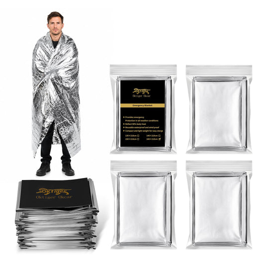 oktiger 4 Pack Emergency Thermal Mylar Rescue Blankets, 83'' x - Image 1