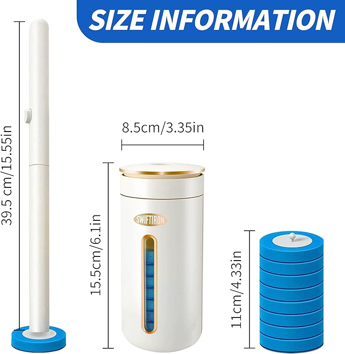 Disposable Toilet Cleaning System, Toilet Bowl Cleaner Wand and 8 Refills, Toilet Brush and Holder Set(Wall Mounted), Bathroom and Toilet Cleaning Scrubber Kit