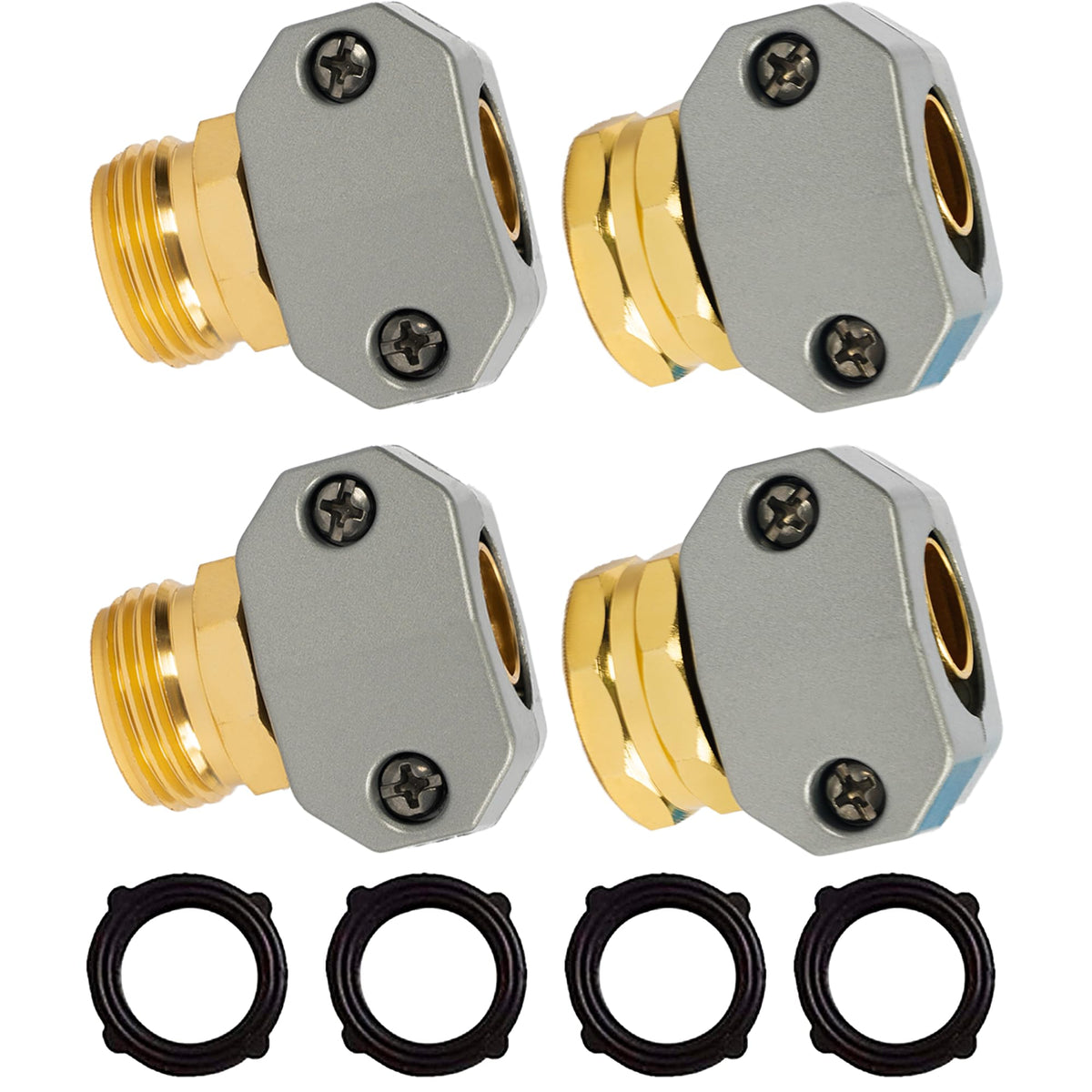 Hourleey Garden Hose Repair Kit, 2 Sets Aluminum Alloy | Home Repair - Image 1