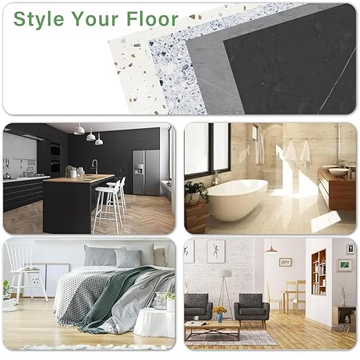 Peel and Stick Floor Tile 20-Pcs Cover 20 Sq.Ft, Vinyl Flooring Tiles 12” x 12” Matte Self Adhesive Flooring Stickers Waterproof Removable for Renter, Bathroom Living Room, Blue