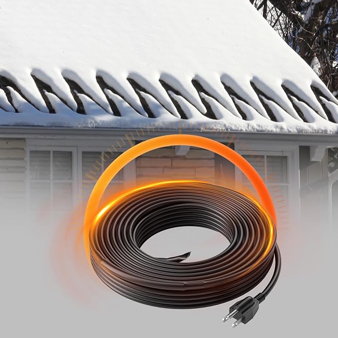 VEVOR Self-Regulating Pipe Heating Cable, 24FT 5W/FT Heat Tape for Pipes, Roof Snow Melting De-icing, Gutter and Pipe Freeze Protection