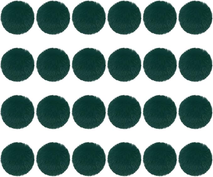 PATIKIL Faux Fur Pom Poms for Hats, 24 Pcs Fluffy Soft Fur Poms Balls with Elastic Loop for Keychain Knitting Hats DIY Scarves Gloves Bag Christmas, Black Green