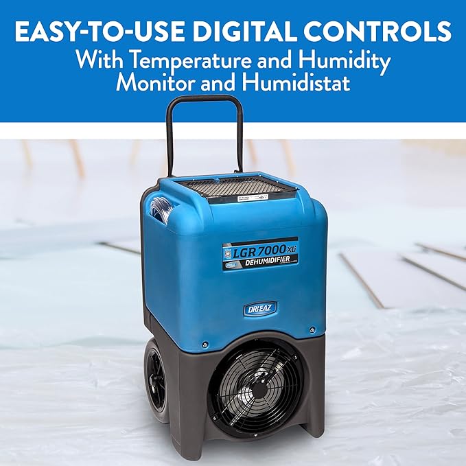 Dri-Eaz LGR 7000XLi Commercial Dehumidifier with Pump F412, 29 Gal, Sleep Mode, Industrial Dehumidifier, Blue