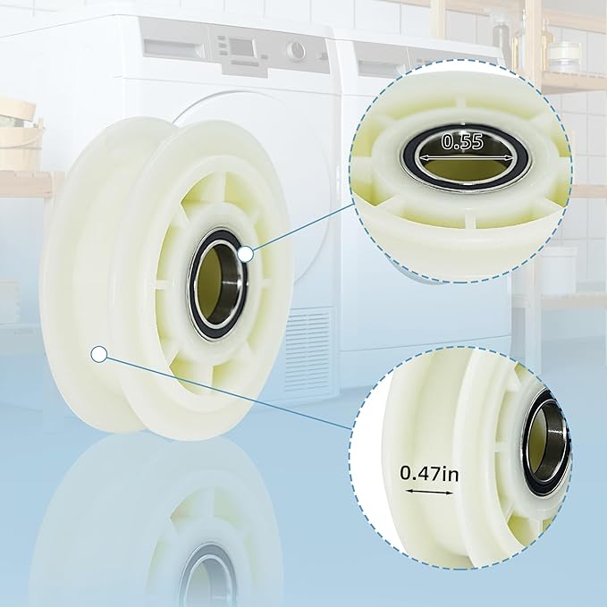 (2024 Upgraded Ball Bearings) 661570 & 279640 & W10837240 Dryer Idler Pulley Assembly with Bracket and Dryer Drum Belt Compatible with Whirl-Pool Replaces 3387372 PS11726337 W10547287 by Romalon
