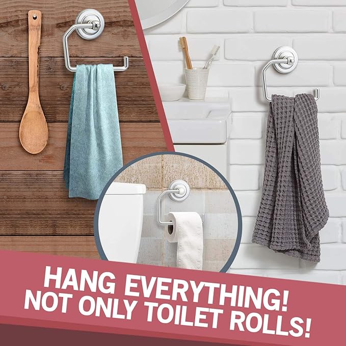 Jack N’ Drill Toilet Paper Holder 1 Pack with Free Towel Hook, Elegant European Style with Durable Wall Mount, Rust-Free Brushed Nickel Bathroom Accessories for Your Home, Bathroom & Office(2 Pack BN)