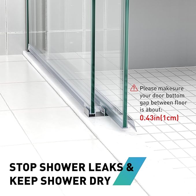 Sliding Shower Door Bottom Seal, 2 PCS 1/4" x 36" Sliding Shower Door Sweep for 1/4 Inch Glass, Frameless Glass Door Seal Strip Stop Shower Leaks and Create a Water Barrier