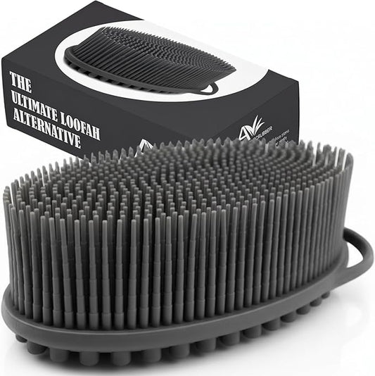 Avilana Premium Silicone Body Scrubber - Trusted Since 2017 - SGS Certified Food Grade Dual Sided Bath Brush, Quick-Dry Exfoliating Loofah Alternative, Massage Brush Sensitive Skin Women Men