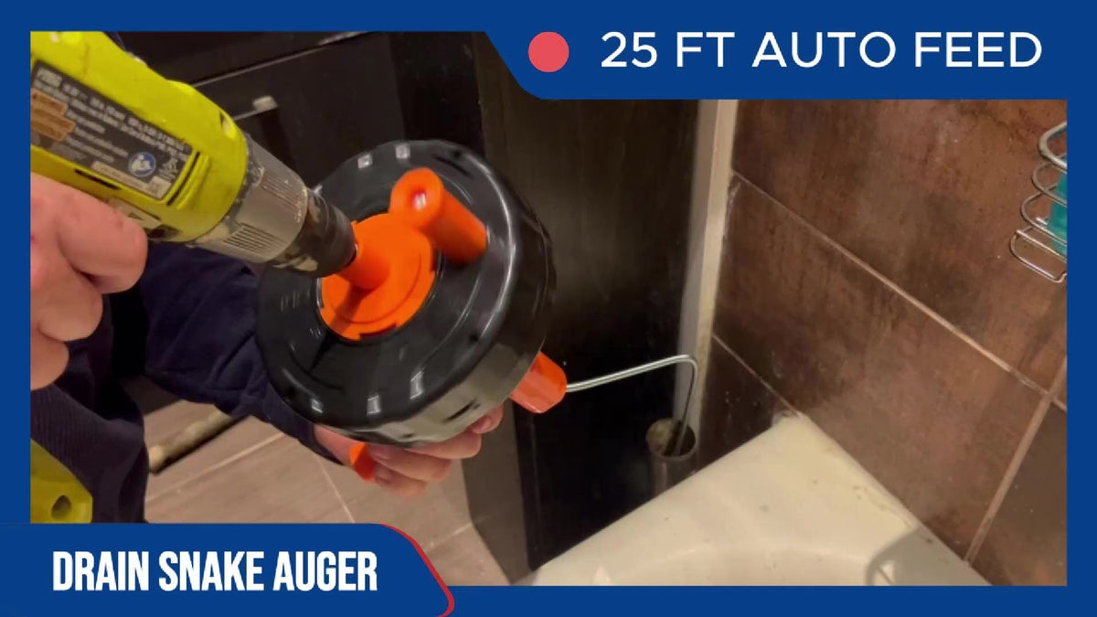 Auto-Feed Drain Snake Auger 25 ft with Drill Adapter - Image 8