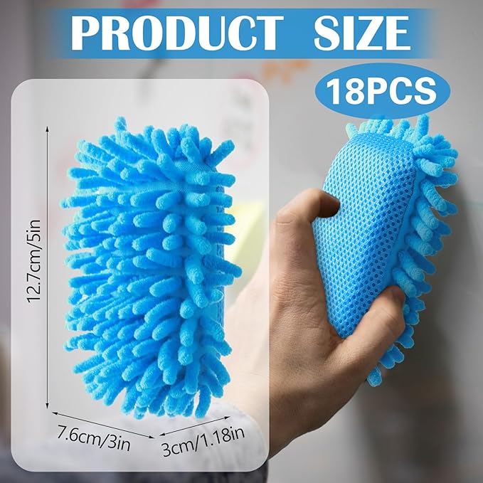 Sherr 18 Pcs Microfiber Shag Magnetic Dry Erase Erasers Washable Whiteboard Eraser Bulk Colorful White Board Eraser for Chalk Markers Home Office(Blue)